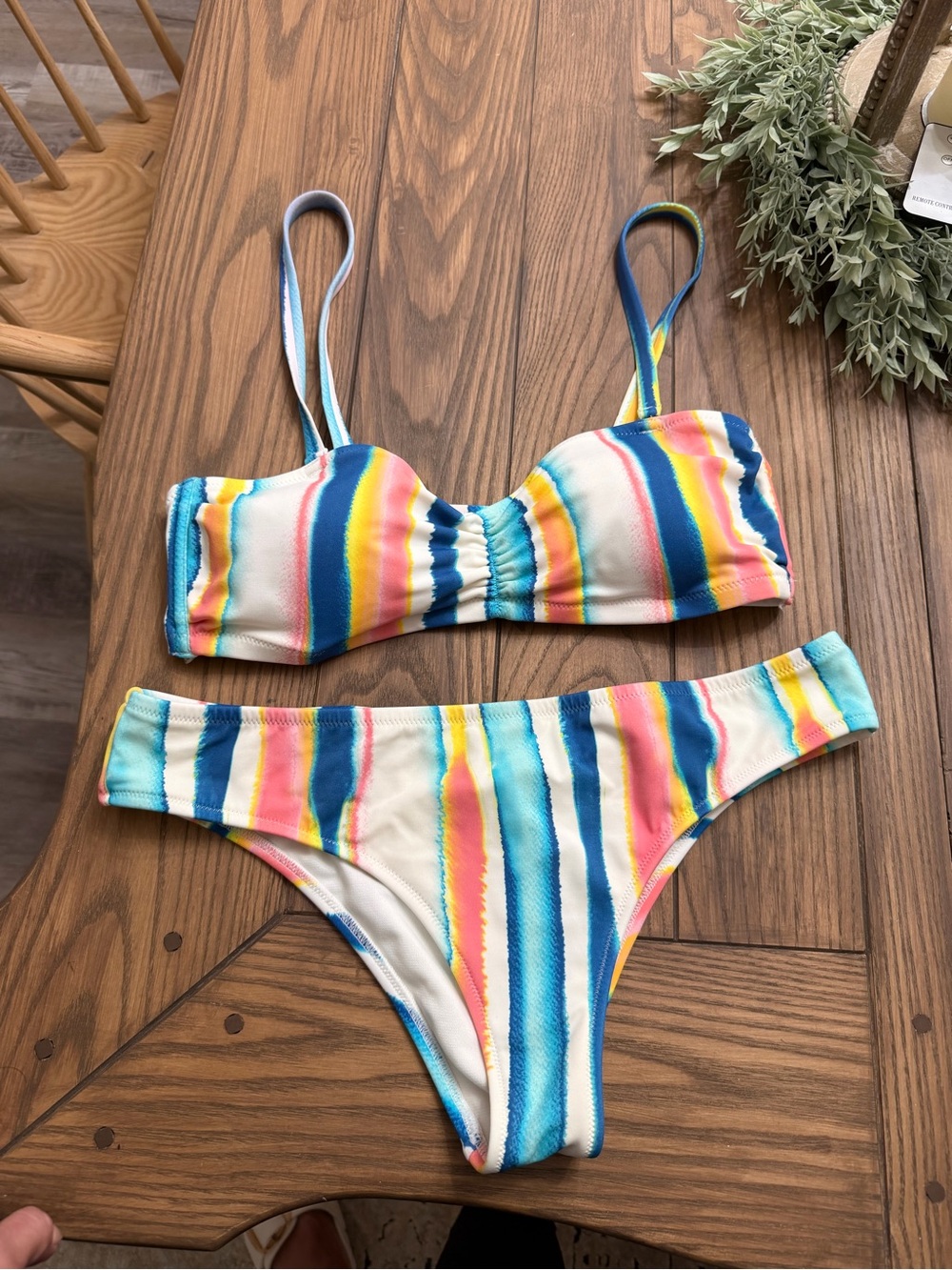 Colorful Striped Bikini Set - Multicolor